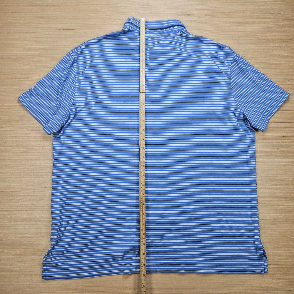 Polo Ralph Lauren Polo Men XL Blue Striped Pima Soft Touch Short Sleeve Shirt